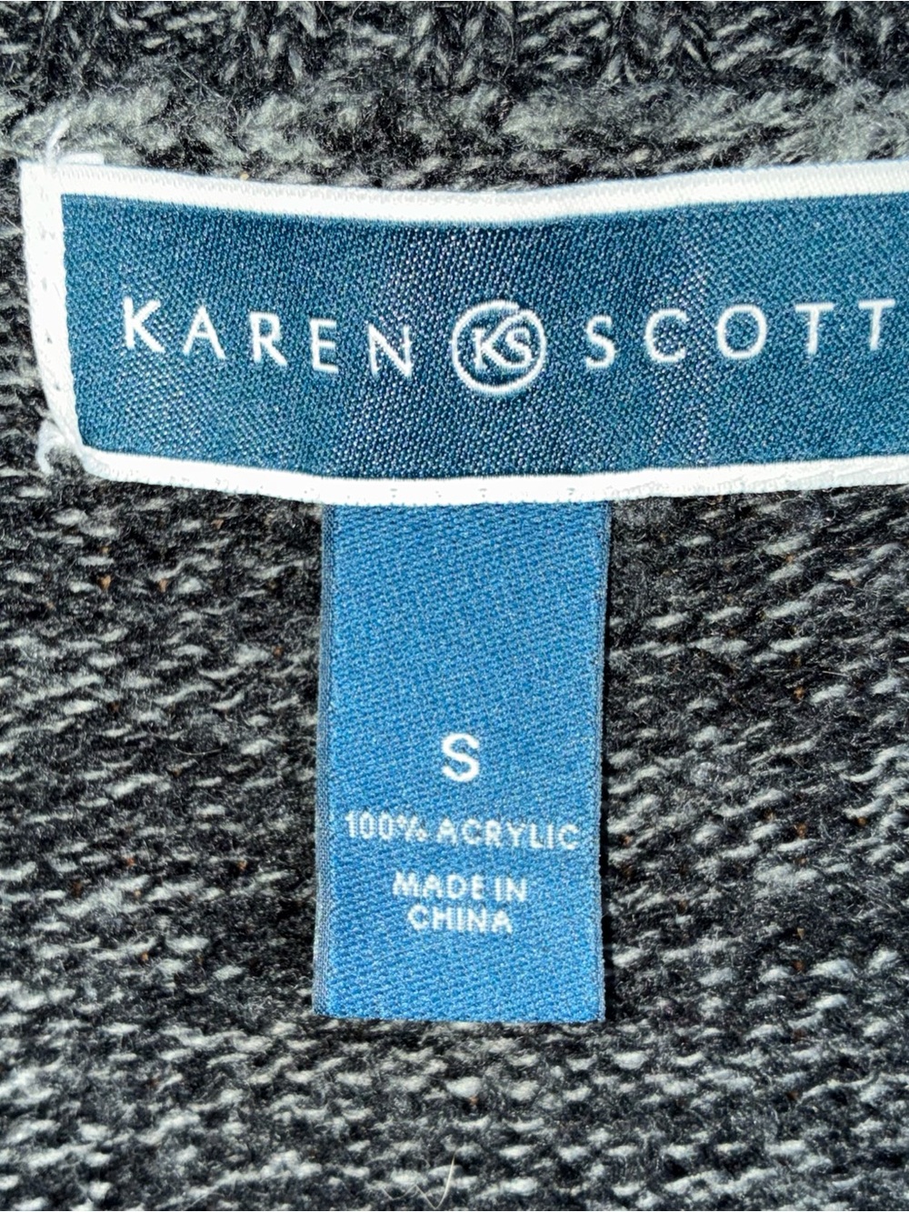 Karen Scott Charcoal Grey Open-Front Knit Cardigan Sweater - Picture 3 of 3